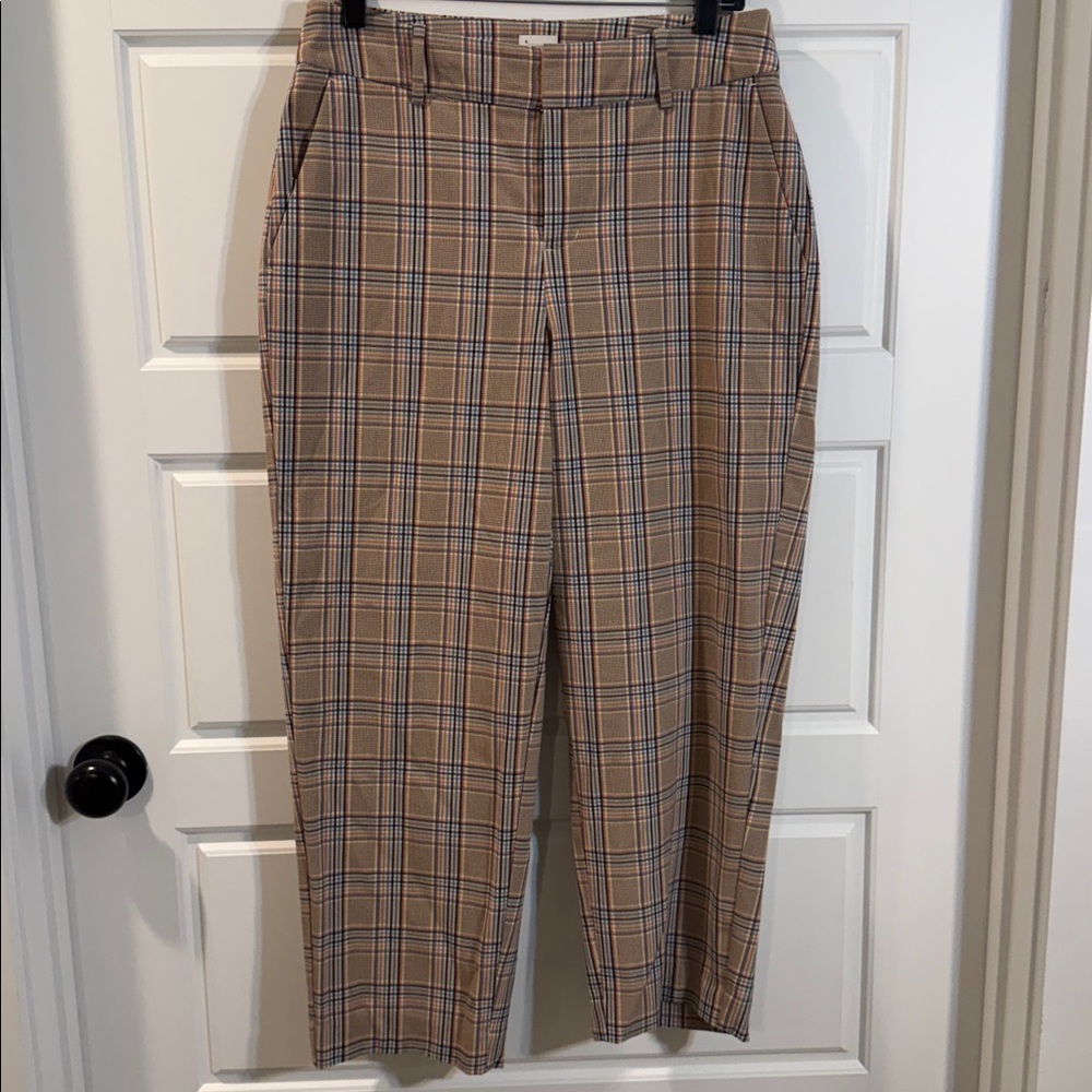 A New Day Plaid High Rise Wide Leg Dress Pants SIze 8 Beige